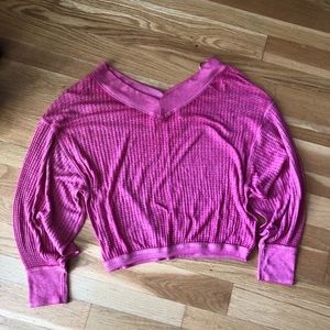 Free People pink waffle sweater